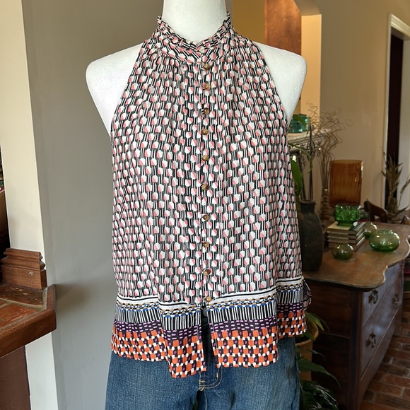 Anthropologie Maeve Prema Printed Tank Top Button Front szS - Picture 4 of 13